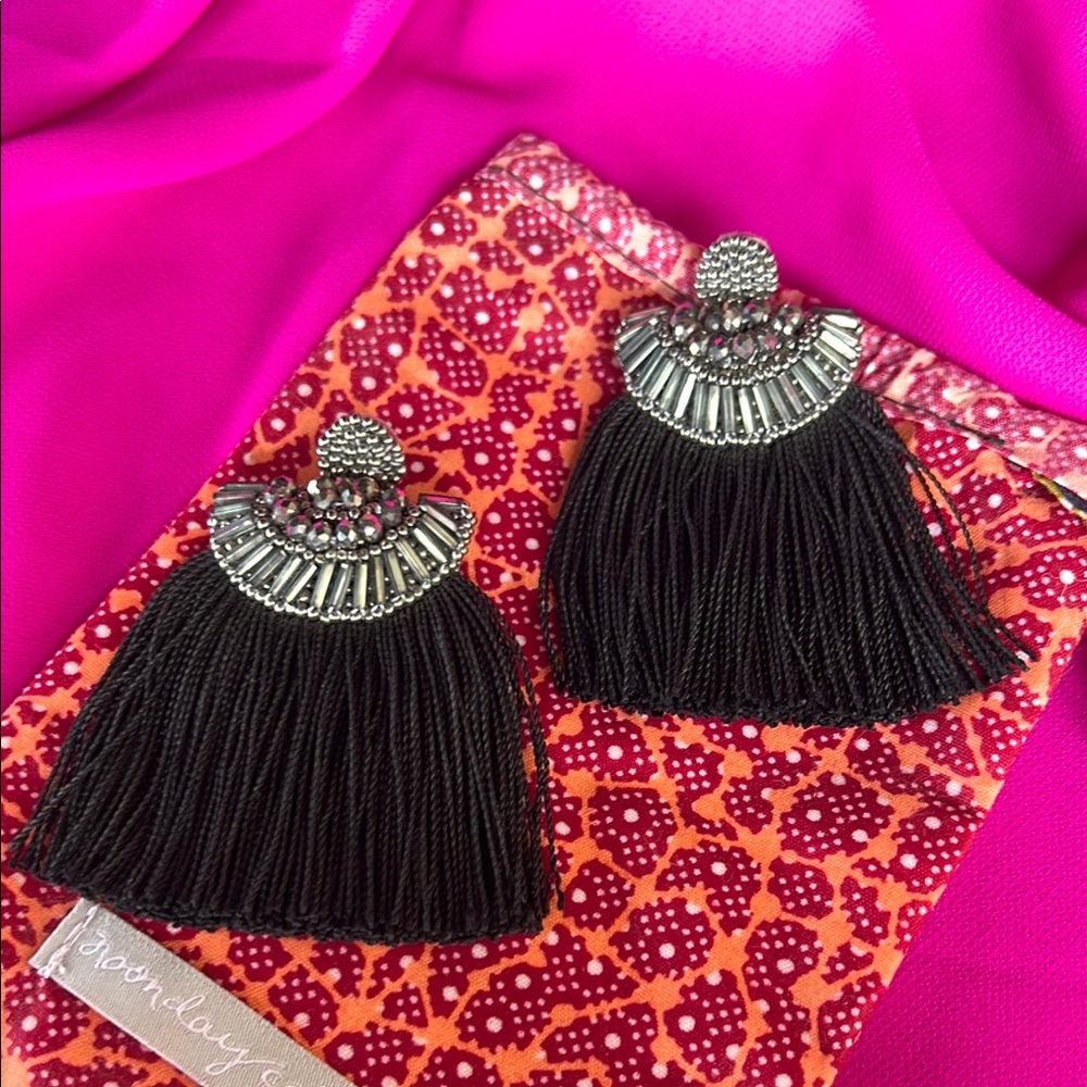 Elegant Noonday Black Tassel Earrings